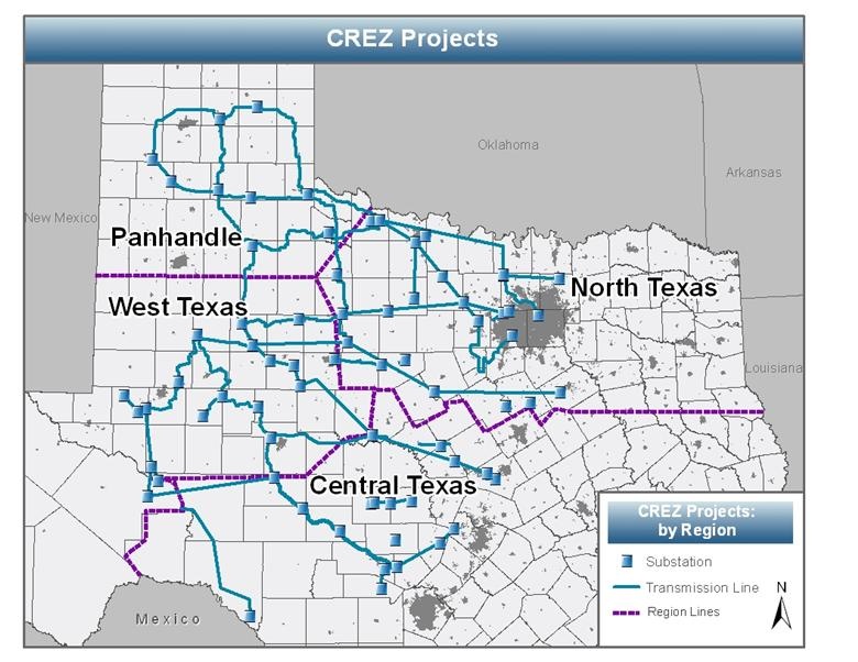 CREZ Transmission Projects send wind power from remote West Texas to Dallas